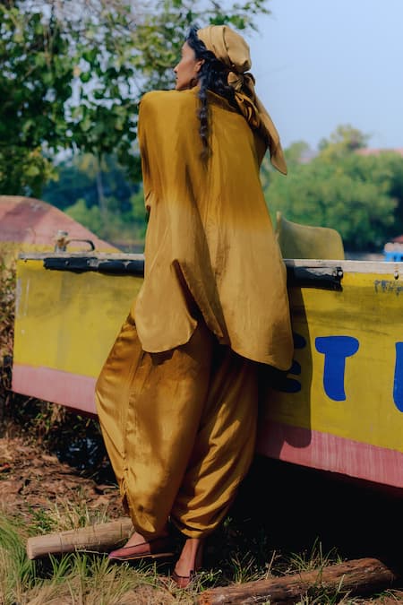 Ituvana Kanan Draped Shirt & Dhoti Pant Set 