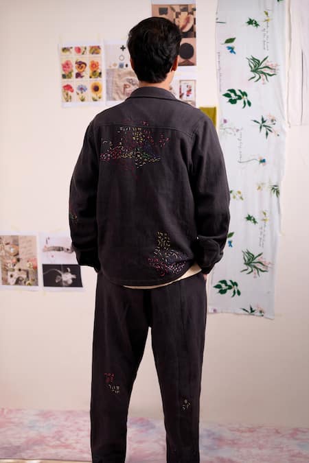 Doodlage Orwell Thread Placement Embroidered Kala Cotton Jacket 