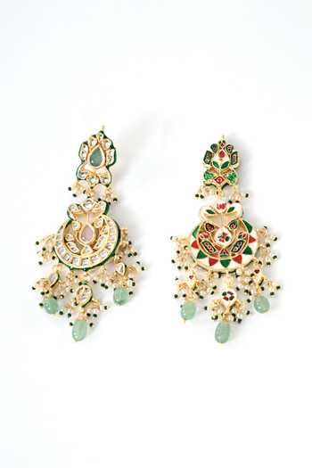 ChhavI'S Jewels_Multi Color Beads, Pearls, Stones Kundan Embellished Chandbalis _at_Aza_Fashions