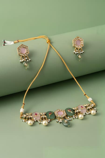 ChhavI'S Jewels Polki Embellished Choker Set 