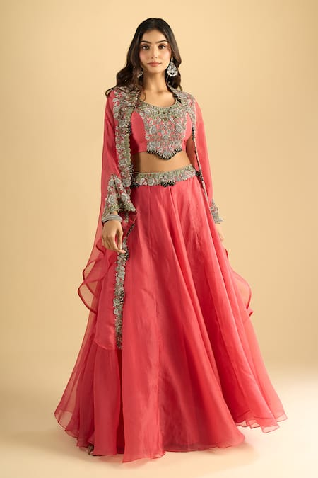 Prisho Placement Embroidered Skirt Set 
