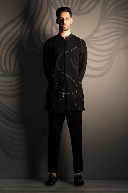 PRAVALIKA KOLA Intutive Embellished Long Bandhgala Set 