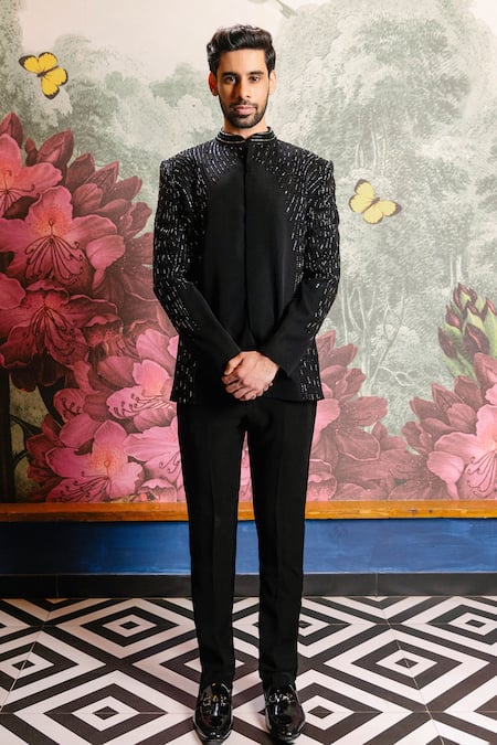 PRAVALIKA KOLA Orion Embellished Bandhgala Set 