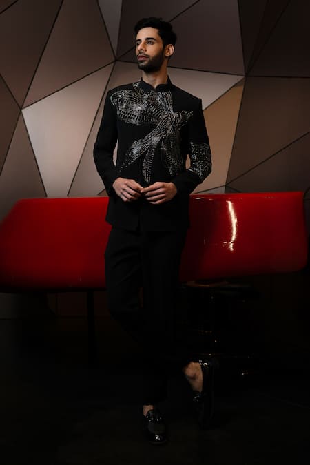 PRAVALIKA KOLA Dragonfly Embellished Bandhgala Set 