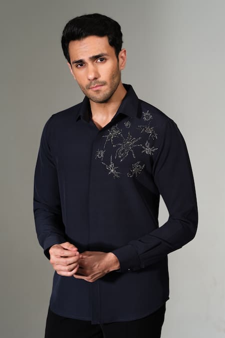 PRAVALIKA KOLA Tribal Spiders Embroidered Shirt 