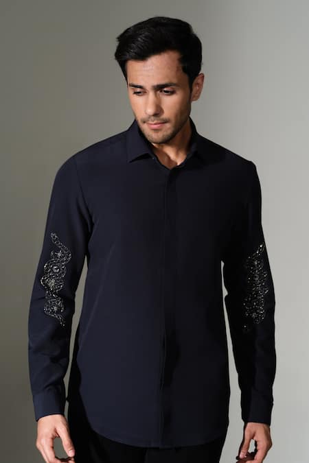 PRAVALIKA KOLA Caduceus Beaded Sleeves Shirt 