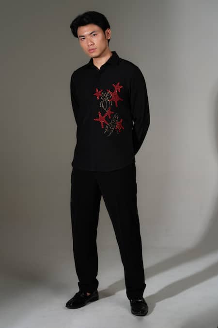 PRAVALIKA KOLA Golden Beetle Embellished Shirt 