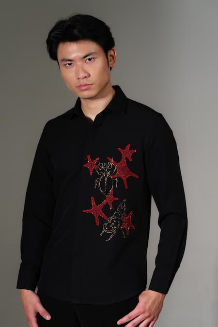 PRAVALIKA KOLA Golden Beetle Embellished Shirt 