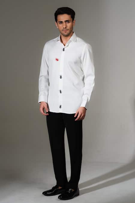 PRAVALIKA KOLA White Ant Tension Seeker Embellished Shirt 