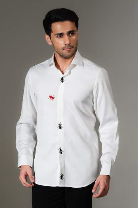 PRAVALIKA KOLA White Ant Tension Seeker Embellished Shirt 
