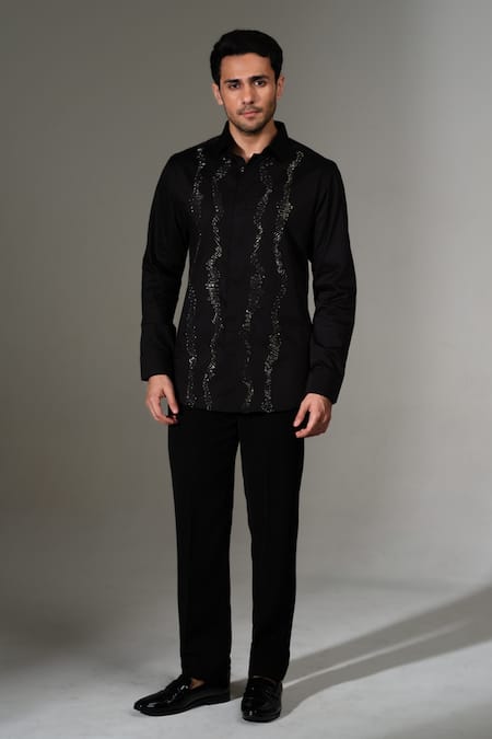 PRAVALIKA KOLA Texture Lines Embellished Shirt 