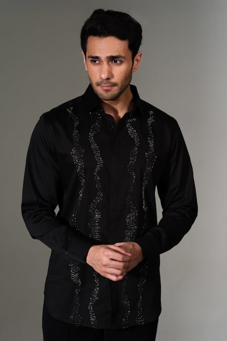 PRAVALIKA KOLA Texture Lines Embellished Shirt 