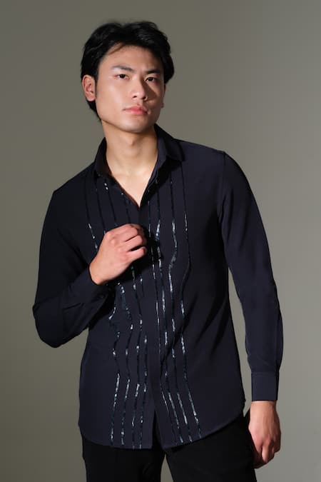 PRAVALIKA KOLA Linear Luxe Beaded Shirt 