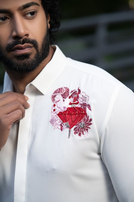 PRAVALIKA KOLA Poker Embroidered Shirt 