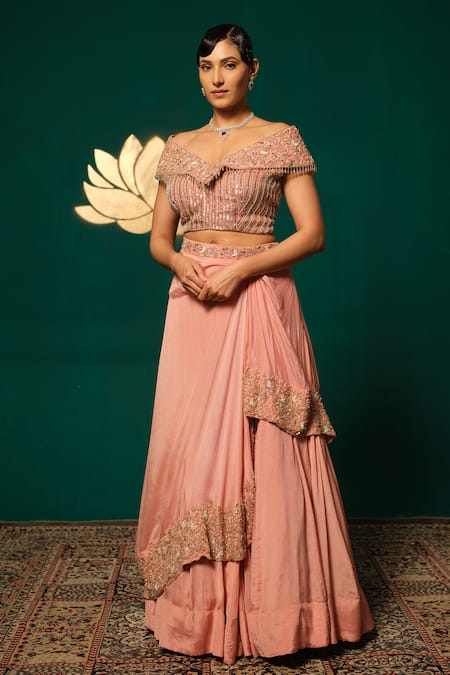 Niloufer By Aasif Ally Cutdana Embroidered Lehenga & Blouse Set 