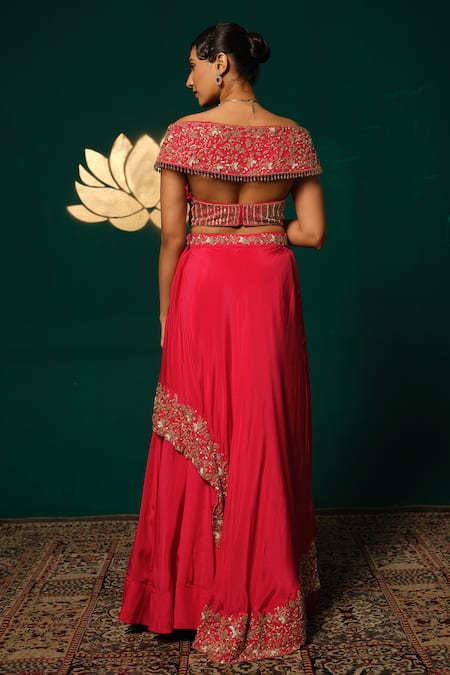 Niloufer By Aasif Ally Cutdana Embellished Blouse & Lehenga Set 