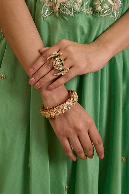 Buy_Kaari_White Stones, Ekta Polki Kada _Online_at_Aza_Fashions