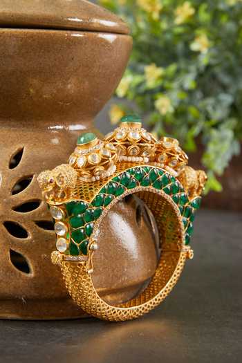 Buy_Kaari_Green Stones Airavat Polki Elephant Motif Kada 