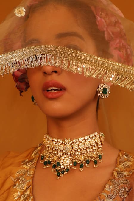 Kaari_Green Devina Vellore Polki Choker _Online_at_Aza_Fashions