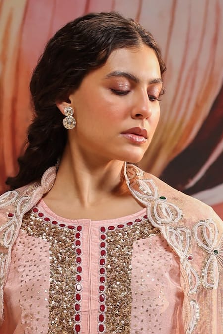 Kaari_White Stones Neera Polki Studs _Online_at_Aza_Fashions