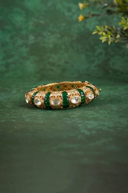 Kaari_Green Amayra Polki Kada _Online_at_Aza_Fashions