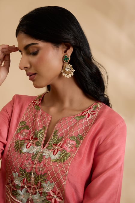 Kaari_Emerald Green Pearls, Stones Garima Polki Earrings _Online_at_Aza_Fashions