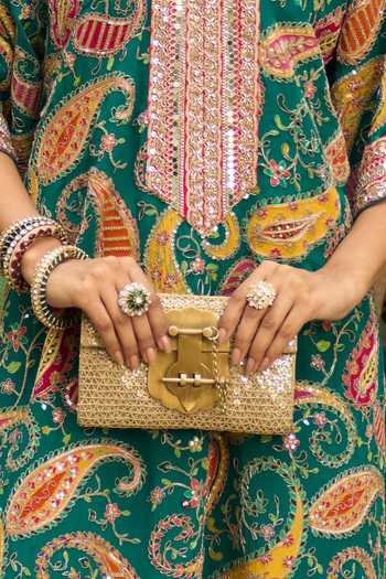 Kaari_Green Stones Anvi Polki Ring _Online_at_Aza_Fashions