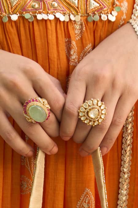 Kaari_Green Stones Vani Ring _Online_at_Aza_Fashions