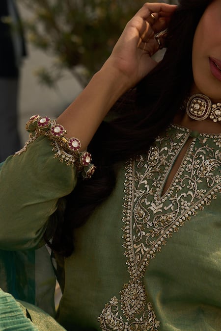 Kaari_Gold Plated Beads, Pearls, Stones, Purvi Carved Kada _Online_at_Aza_Fashions