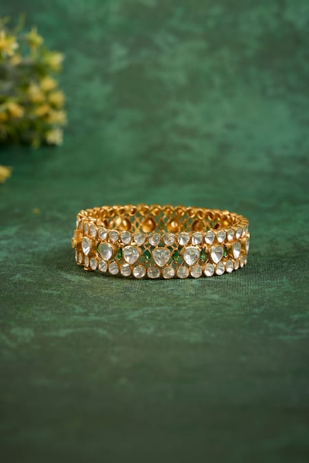 Kaari_Gold Plated Stones Tara Polki Kada _Online_at_Aza_Fashions