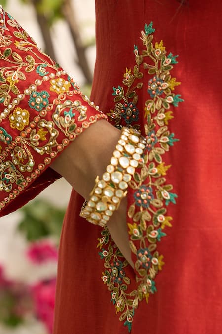 Buy_Kaari_Gold Plated Stones Tara Polki Kada _Online_at_Aza_Fashions