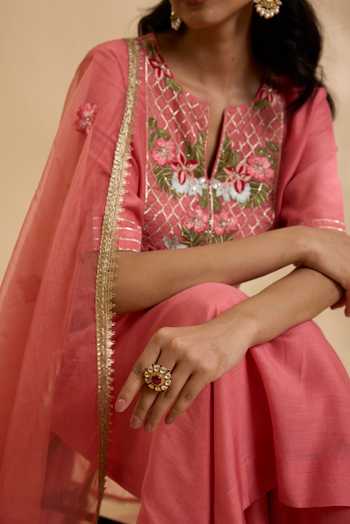 Kaari_White Stones, Crystals, Devika Polki Ring _at_Aza_Fashions
