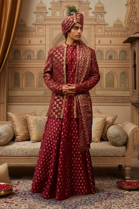 Itrh Rajveer Sherwani Jacket & Long Kurta Set 
