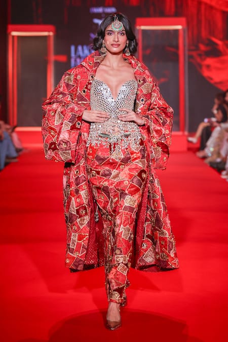 Itrh Vilasini Brocade Patchwork Jacket & Skirt Set 