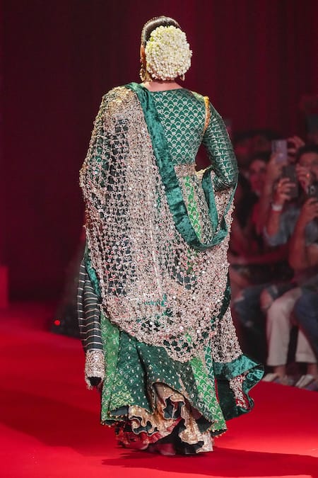 Itrh Vaidurya Mirror Work Brocade Kurta & Lehenga Set 