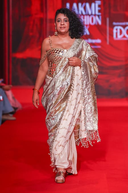 Itrh Tarakini Lampi Gota Mirror Saree & Corset Blouse 