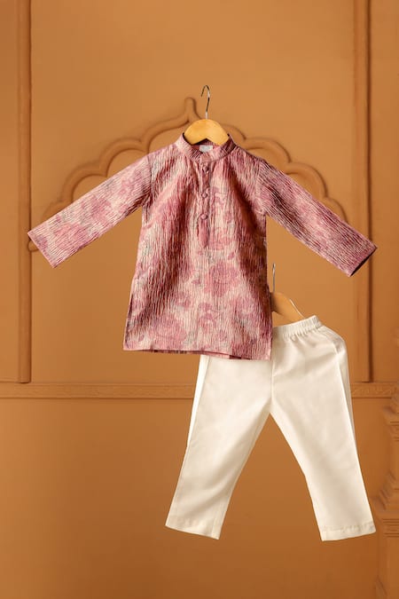 Casa Ninos Rosewood Crushed Kurta Set 