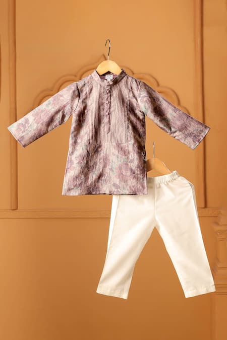 Casa Ninos Amethyst Bloom Pintuck Kurta Set 