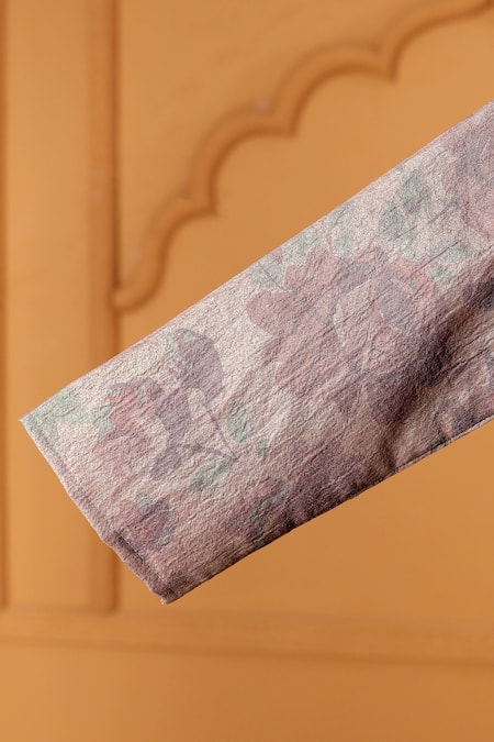 Buy_Casa Ninos_Purple Tissue Amethyst Bloom Pintuck Kurta Set _Online_at_Aza_Fashions