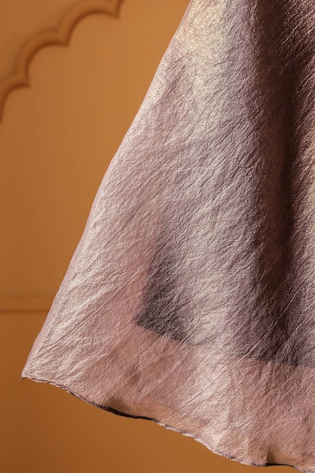 Casa Ninos_Purple Tissue Beads, Pom-poms Moonlit Lavender Sharara Set _at_Aza_Fashions