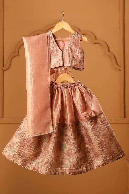 Casa Ninos Blush Pink Reversible Bow Lehenga Set 