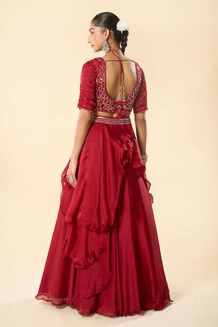 Samyukta Singhania Hand Embroidered Blouse Lehenga Set 