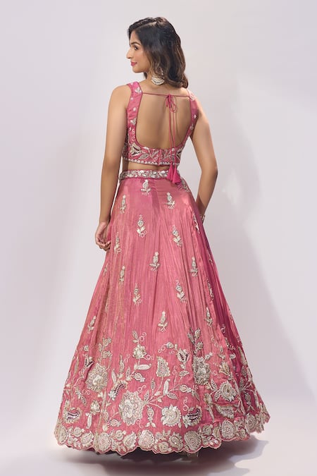 Samyukta Singhania Embroidered Tissue Lehenga Set 