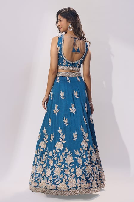 Samyukta Singhania Embroidered V-Neck Blouse Lehenga Set 