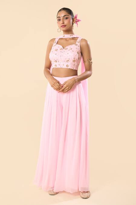 Samyukta Singhania Hand Embroidered Blouse Palazzo Set 