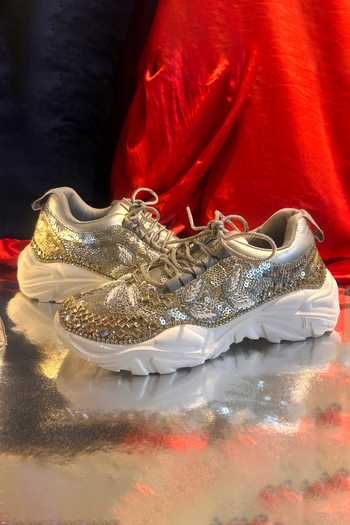 Chal Jooti Silver Crystal Garden Embroidered Sneakers Online at Aza Fashions Chal Jooti_Silver Crystal Garden Embroidered Sneakers _Online_at_Aza_Fashions