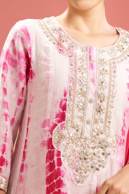 Shop Samyukta Singhania Fuchsia Silk, Shantoon, Embroidery, Shibori Pattern Kurta Set Online at Aza Fashions Shop_Samyukta Singhania_Fuchsia Silk, Shantoon, Embroidery, Shibori Pattern Kurta Set _Online_at_Aza_Fashions