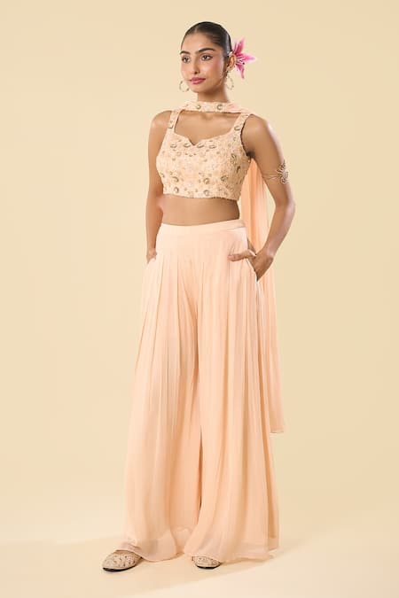 Samyukta Singhania Hand Embroidered Blouse Palazzo Set 