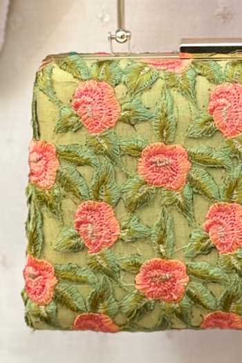 Amyra Green Embroidery, Cut Work Ridvi Clutch Online at Aza Fashions Amyra_Green Embroidery, Cut Work Ridvi Clutch _Online_at_Aza_Fashions