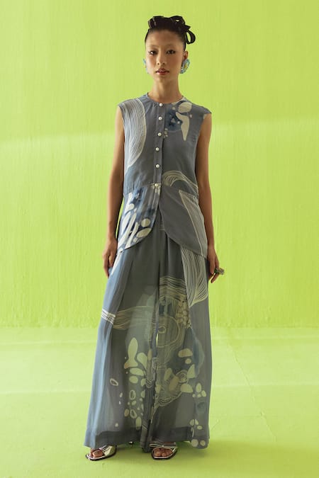 Esha Arora Printed Waistcoat & Palazzo Set 